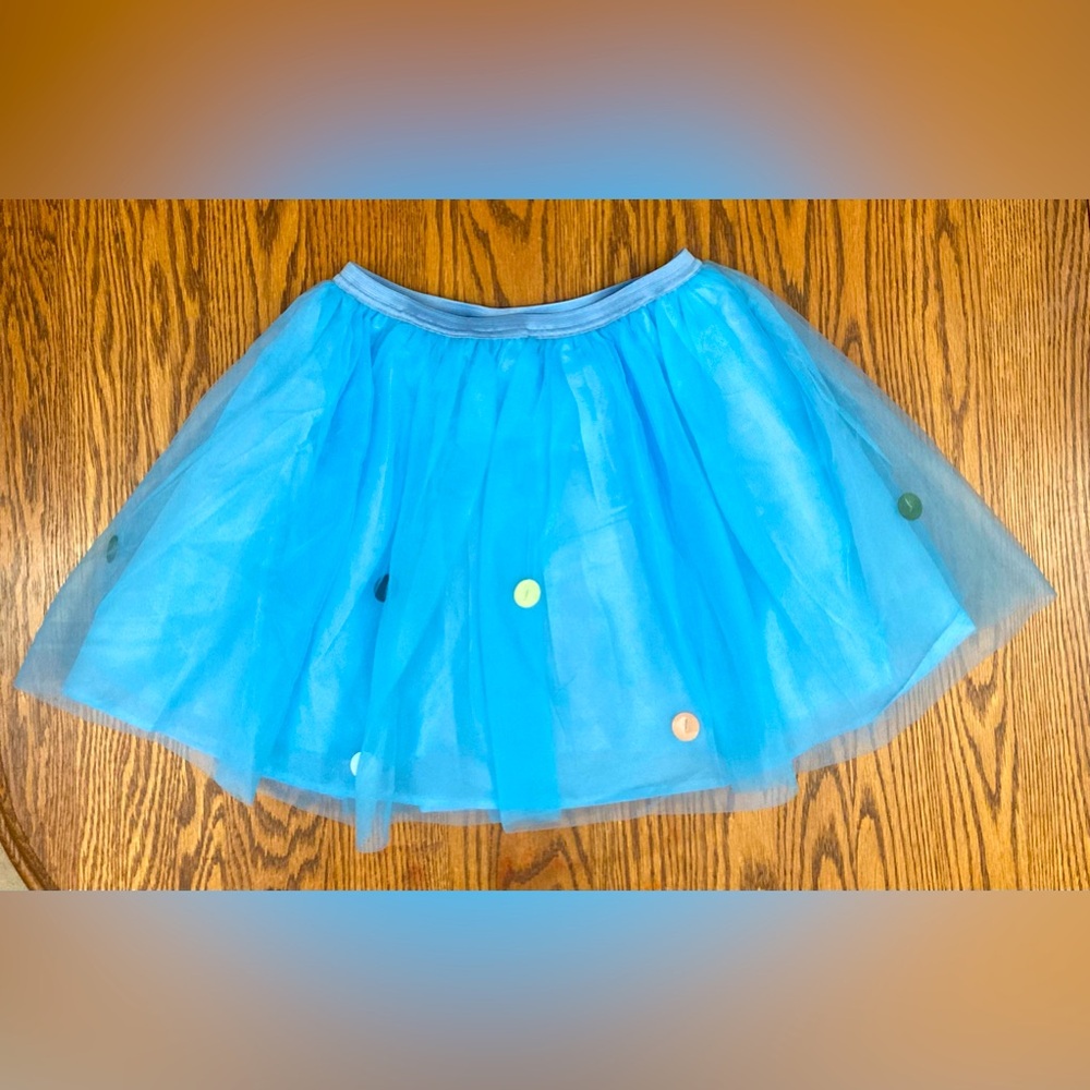 🩵DISNEY PRINCESS🩵SKIRT SZ 8-10 BLUE tulle w/LG sequins overlay💥NEW💥 cute🦋